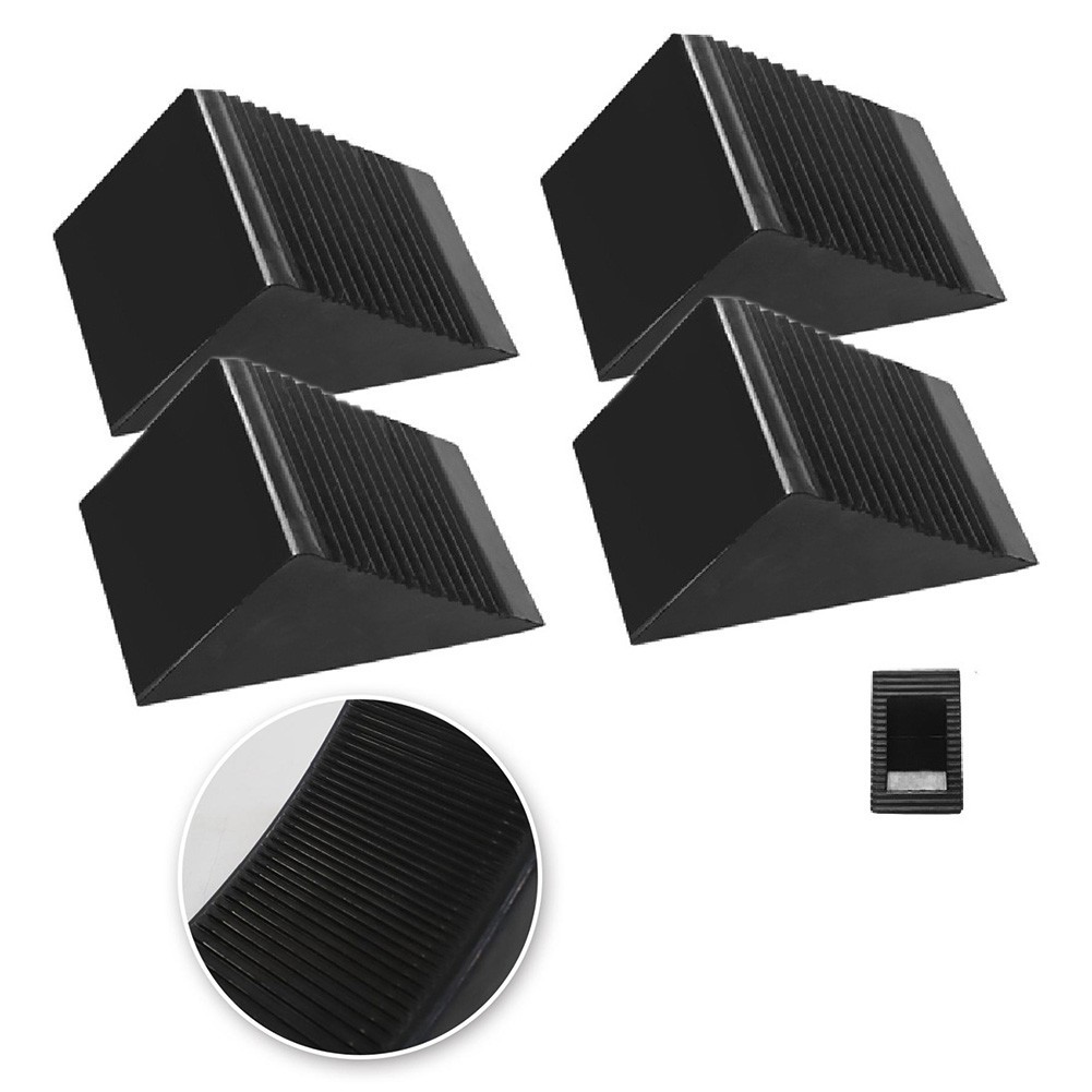 4 Pack Heavy Duty Rubber Wheel Chocks NonSlip Tire Stoppers for Vehicle Safety - Image 4