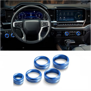 Dashboard Console Adjust Knob Cover Blue Trim 5pcs For Chevy Silverado 2022-2026