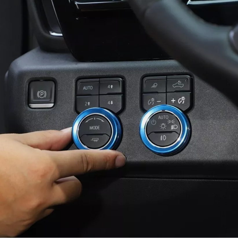 Dashboard Console Adjust Knob Cover Blue Trim 5pcs For Chevy Silverado 2022-2026 - Image 3