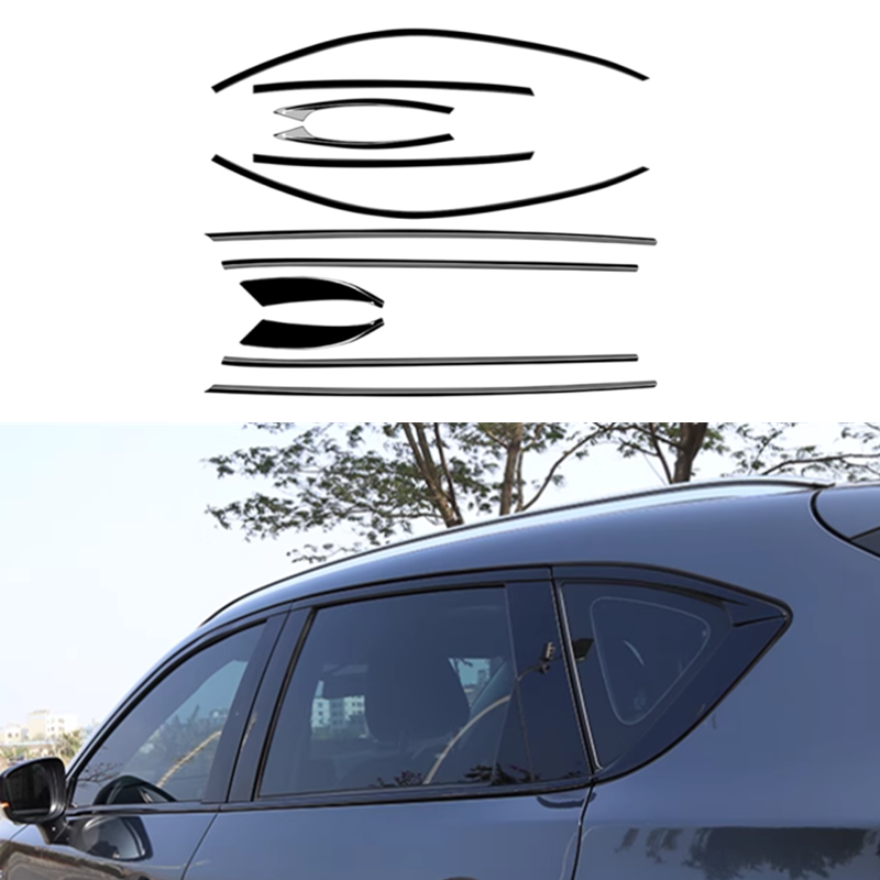 Window Moulding Strips Trims Seal Belt ForMazda CX-5 2017-23 24 2025 Gloss Black