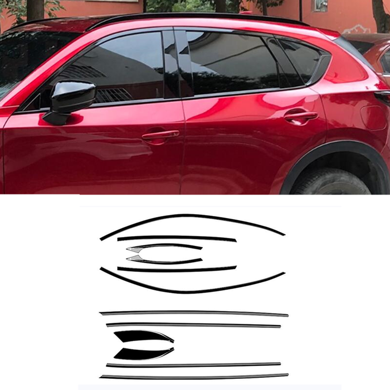 Window Moulding Strips Trims Seal Belt ForMazda CX-5 2017-23 24 2025 Gloss Black - Image 2