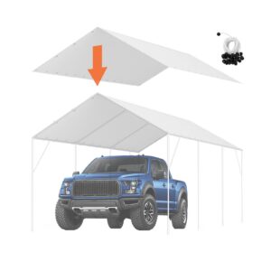 10 x 20 ft Carport Replacement Canopy Cover, Garage Top Tent Shelter Tarp Heavy-