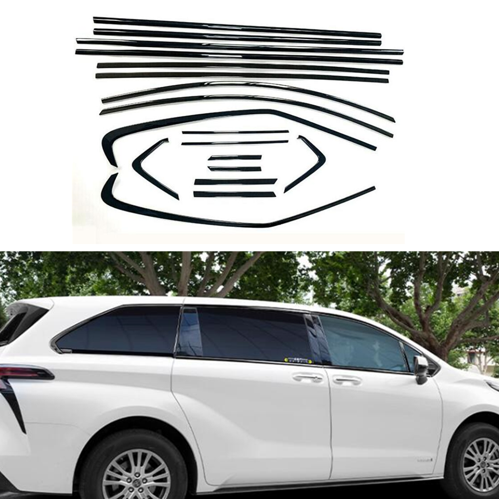 2021-25 For Toyota Sienna Black Titanium Window Frame cover Trim Moldings 18pcs - Image 2