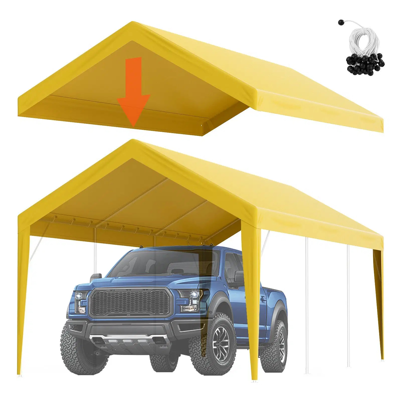 Carport Replacement Canopy Cover 10 x 20 ft, Garage Top Tent Shelter Tarp Heavy-
