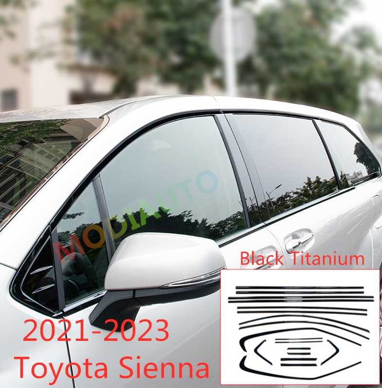 2021-25 For Toyota Sienna Black Titanium Window Frame cover Trim Moldings 18pcs - Image 3