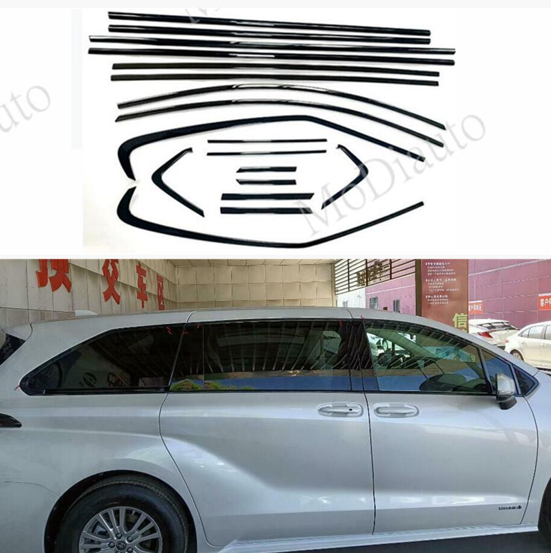 2021-25 For Toyota Sienna Black Titanium Window Frame cover Trim Moldings 18pcs - Image 4