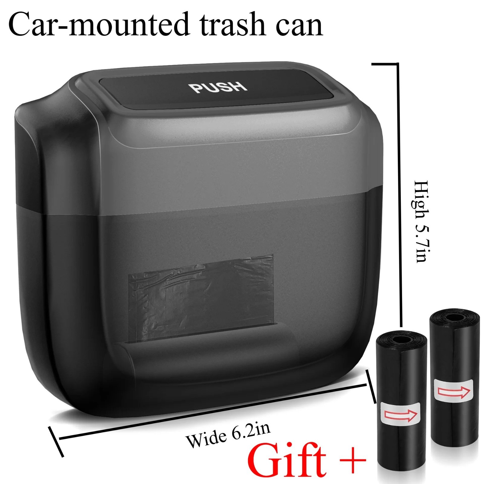 Portable Car Trash Can Garbage Bin Bag Organizer for Vehicles Waterproof Black - Image 2
