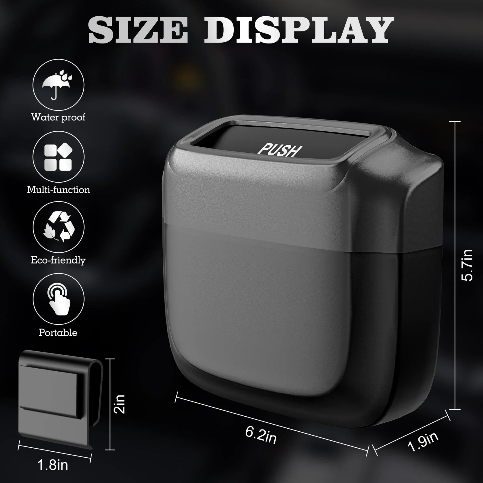 Portable Car Trash Can Garbage Bin Bag Organizer for Vehicles Waterproof Black - Image 4