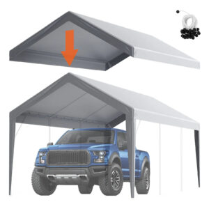 Carport Replacement Canopy Cover 10 x 20 ft, Garage Top Tent Shelter Tarp Heavy