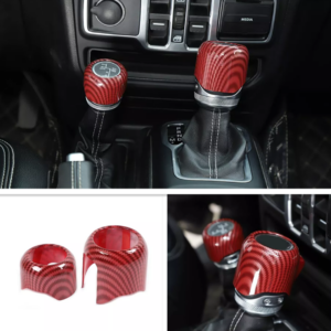 Red Carbon Gear Shift 4WD Trim Cover Accessories For Jeep Gladiator JT/JL 18-25