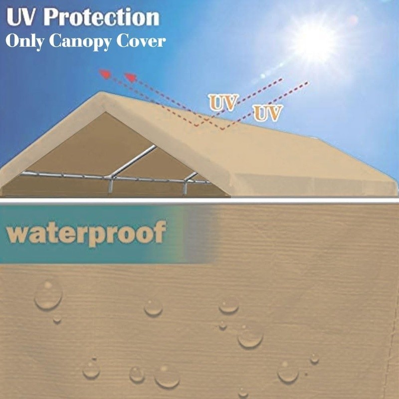 Heavy Duty Carport Canopy Replacement Cover Waterproof UV Protection 10x20 ft US - Image 4