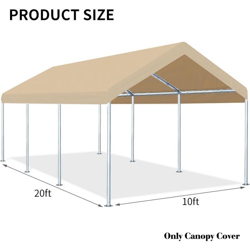 Heavy Duty Carport Canopy Replacement Cover Waterproof UV Protection 10x20 ft US - Image 5