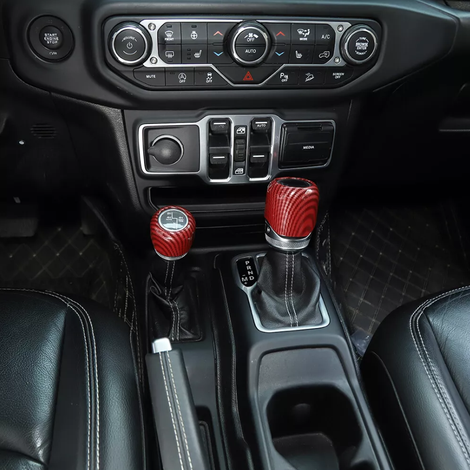 Red Carbon Gear Shift 4WD Trim Cover Accessories For Jeep Gladiator JT/JL 18-25 - Image 3