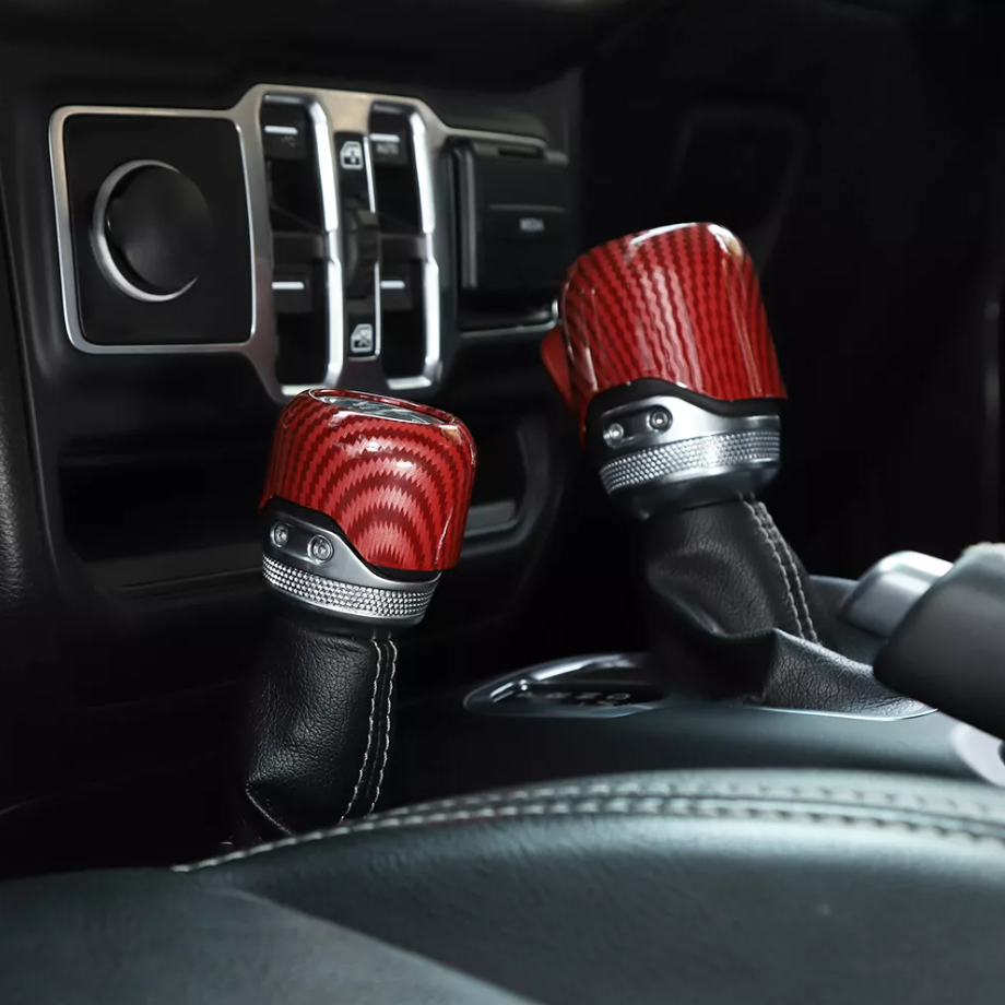 Red Carbon Gear Shift 4WD Trim Cover Accessories For Jeep Gladiator JT/JL 18-25 - Image 4
