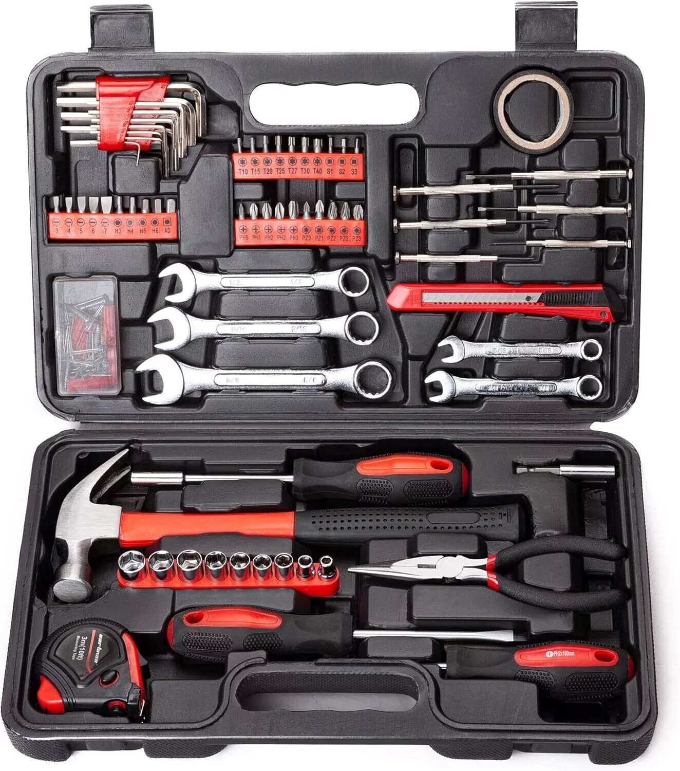 CARTMAN 148 Piece Automotive and Household Tool Set Red - Image 2