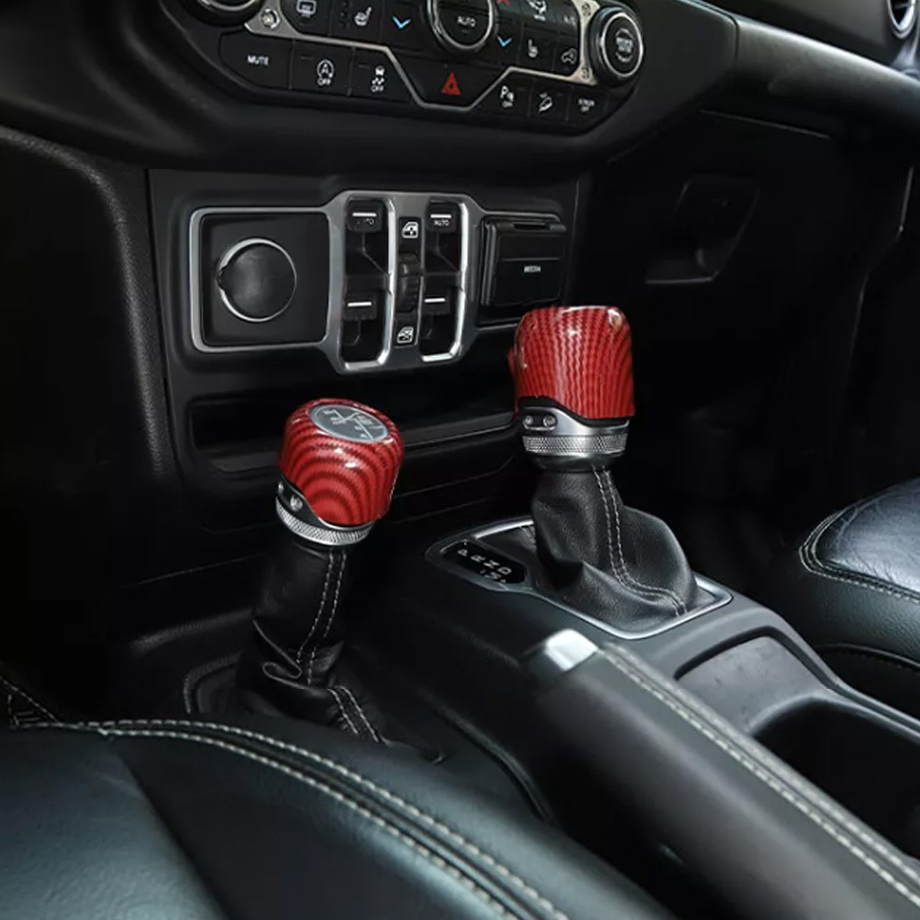 Red Carbon Gear Shift 4WD Trim Cover Accessories For Jeep Gladiator JT/JL 18-25 - Image 5