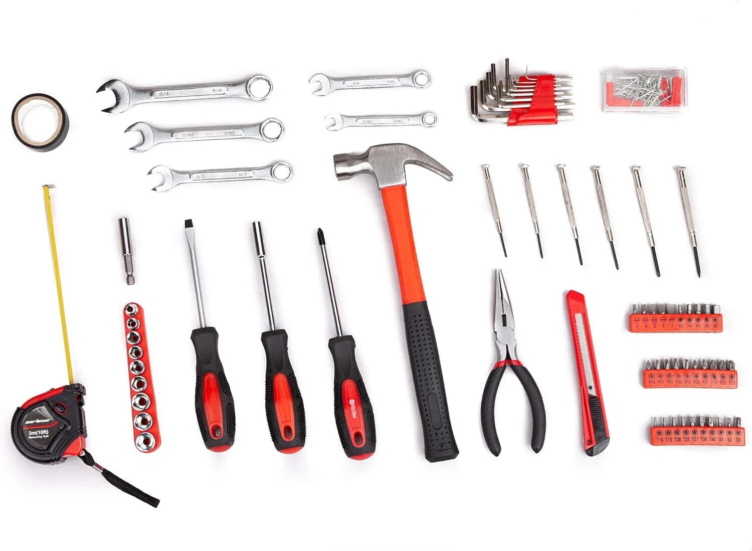 CARTMAN 148 Piece Automotive and Household Tool Set Red - Image 3