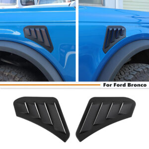For 2021-2024 Ford Bronco ABS Black Exterior Side Fender Vent Overlay Cover Trim