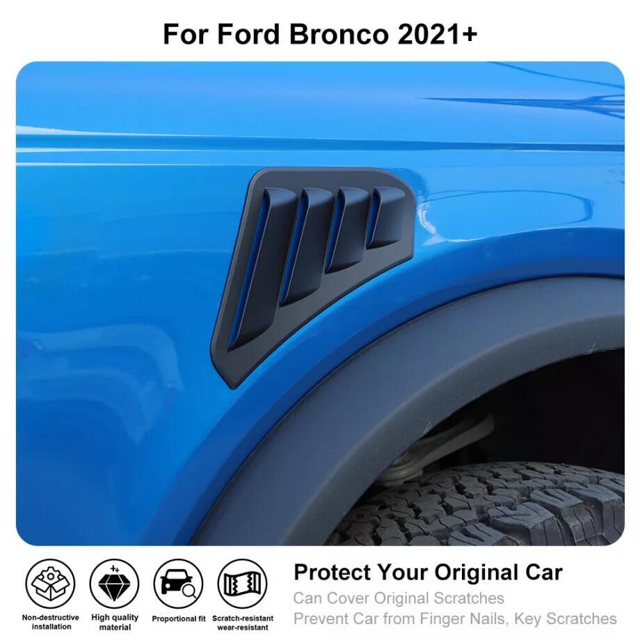 For 2021-2024 Ford Bronco ABS Black Exterior Side Fender Vent Overlay Cover Trim - Image 5