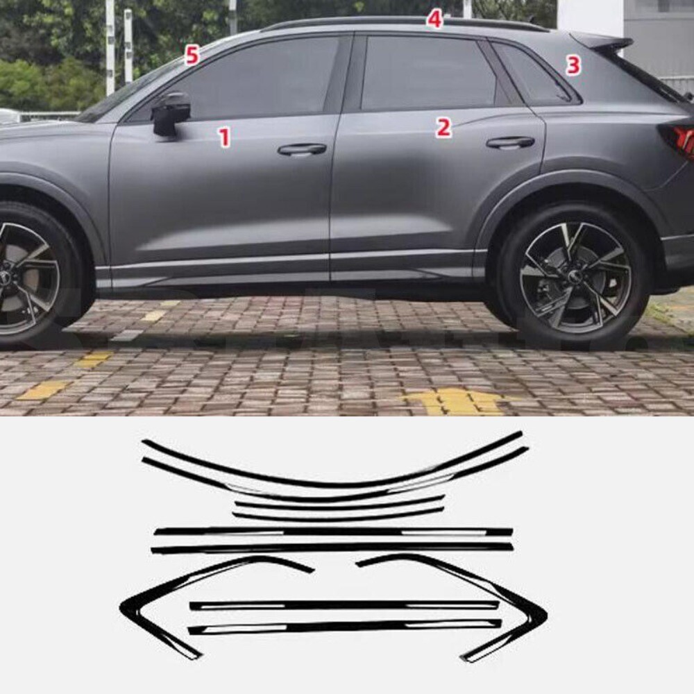 For 2019-2021 AUDI Q3 Black Steel Car Window frame Strip Cover Trim 10x