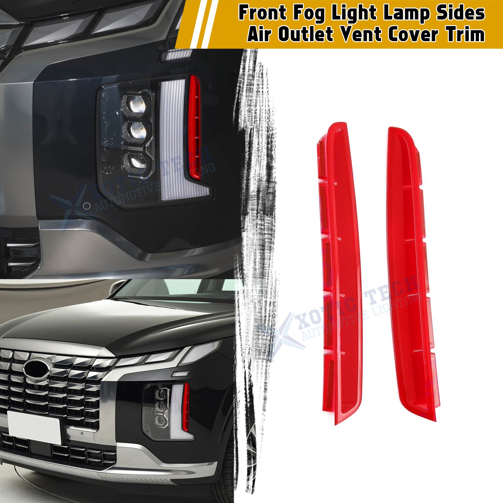 Red Head Fog Light Side Decoration Trim For Hyundai Palisade 23-2025 Accessories