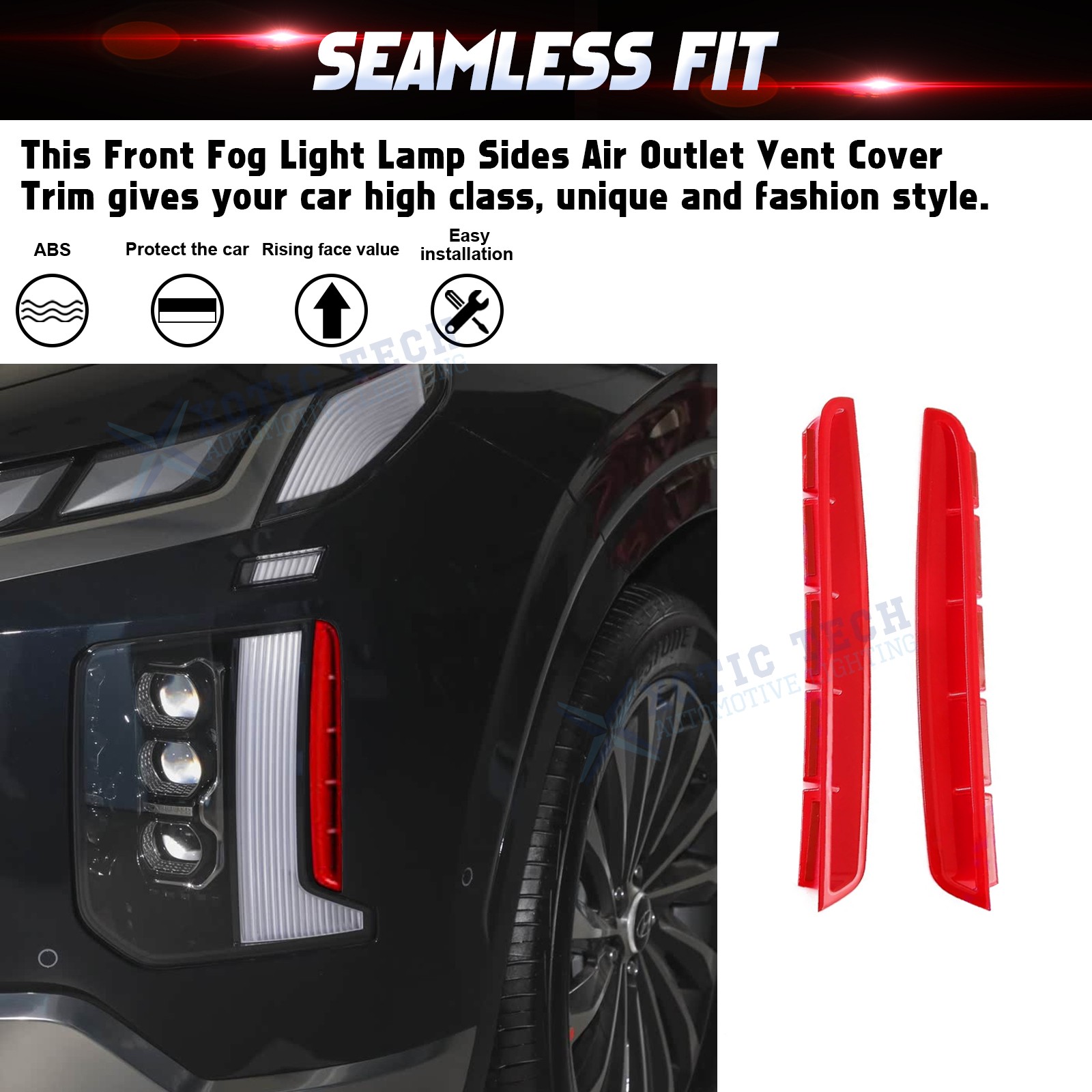 Red Head Fog Light Side Decoration Trim For Hyundai Palisade 23-2025 Accessories - Image 2