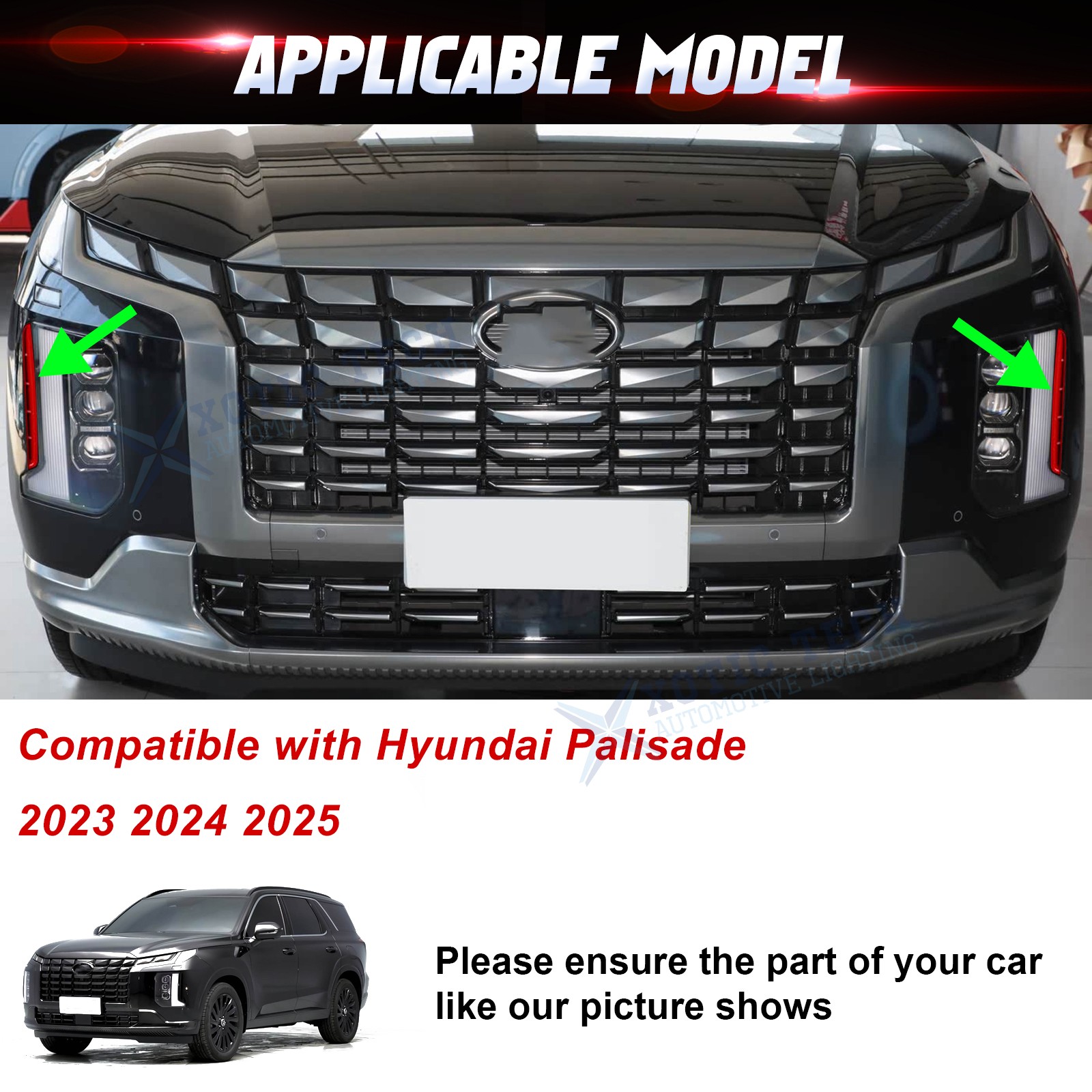 Red Head Fog Light Side Decoration Trim For Hyundai Palisade 23-2025 Accessories - Image 3