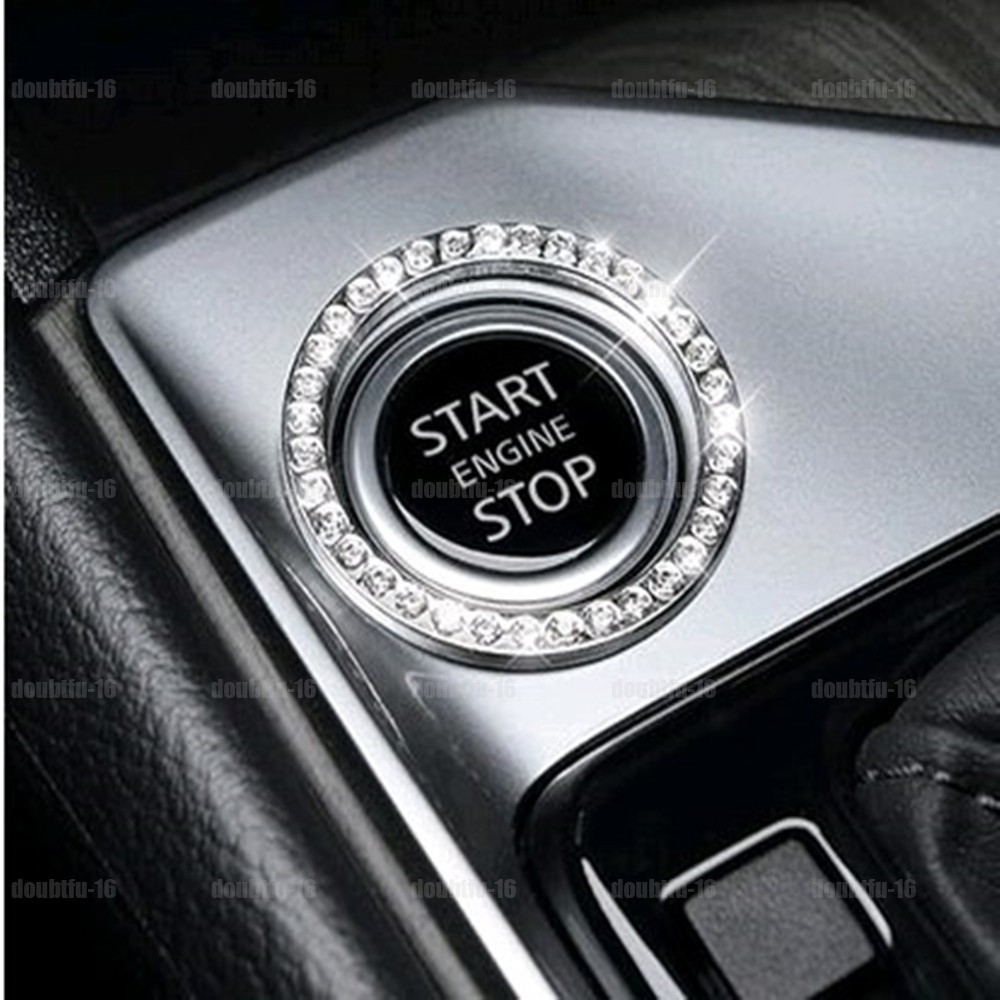 Silver Car Trim Button Start Switch Diamond Ring Bling Automotive Accessories - Image 4