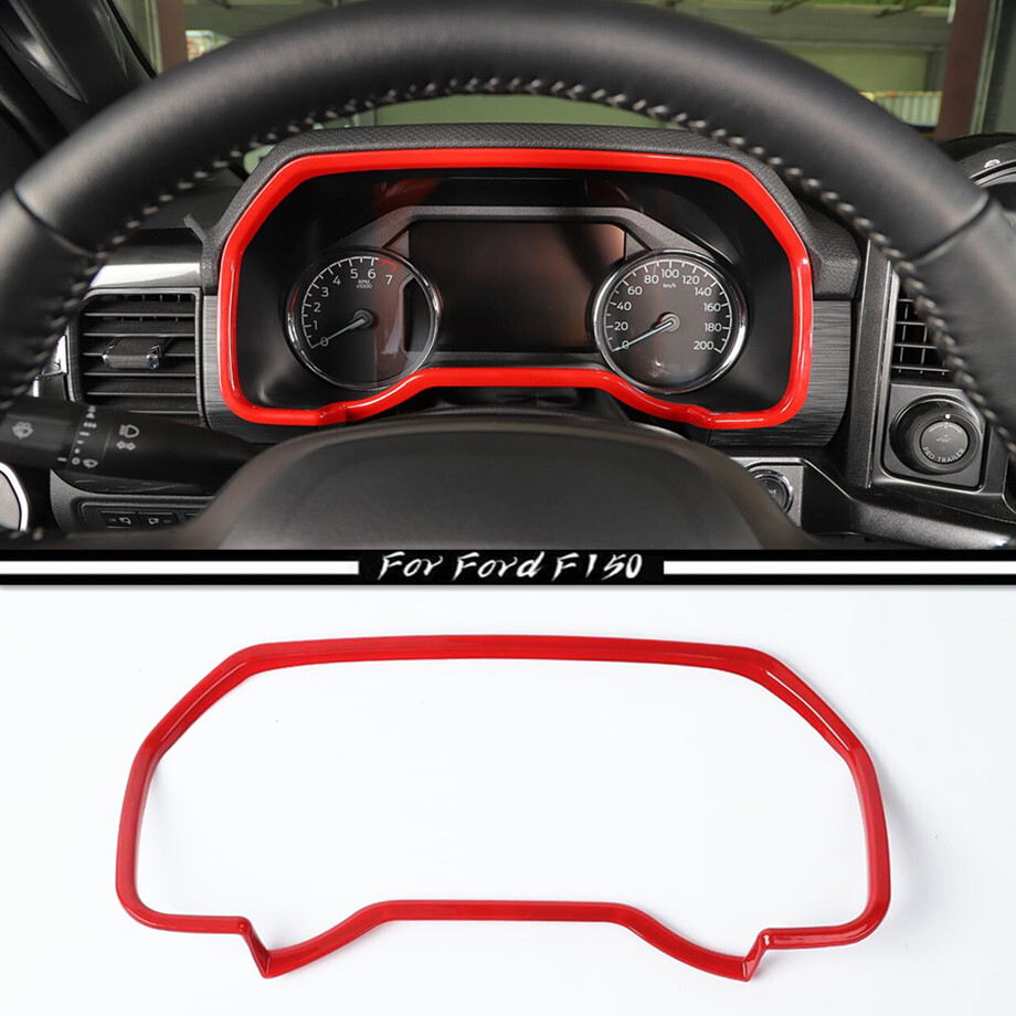 For 2021-2023 Ford F150 F-150 ABS Red Interior Dash Meter Panel Frame Cover Trim