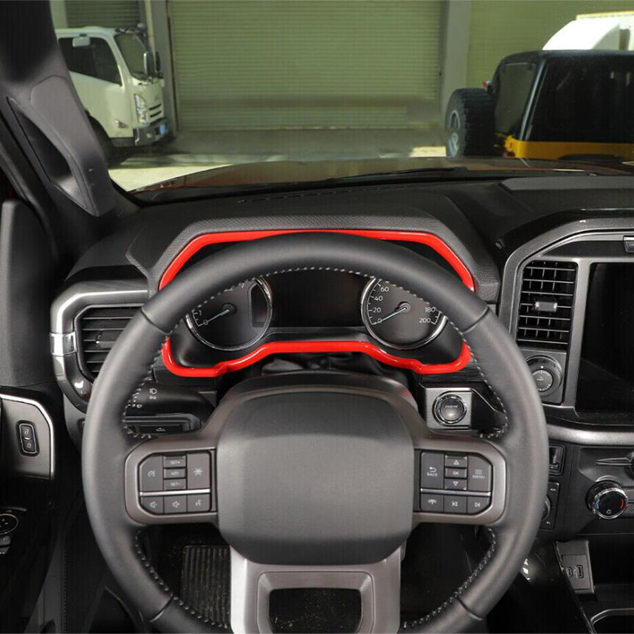 For 2021-2023 Ford F150 F-150 ABS Red Interior Dash Meter Panel Frame Cover Trim - Image 2