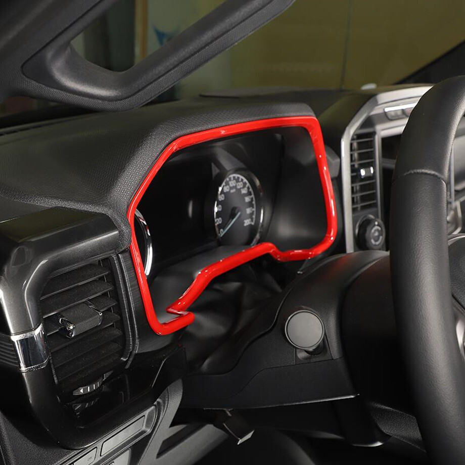 For 2021-2023 Ford F150 F-150 ABS Red Interior Dash Meter Panel Frame Cover Trim - Image 3