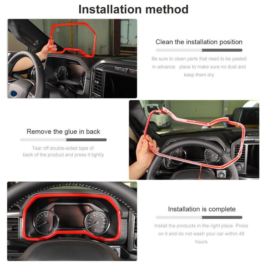 For 2021-2023 Ford F150 F-150 ABS Red Interior Dash Meter Panel Frame Cover Trim - Image 5