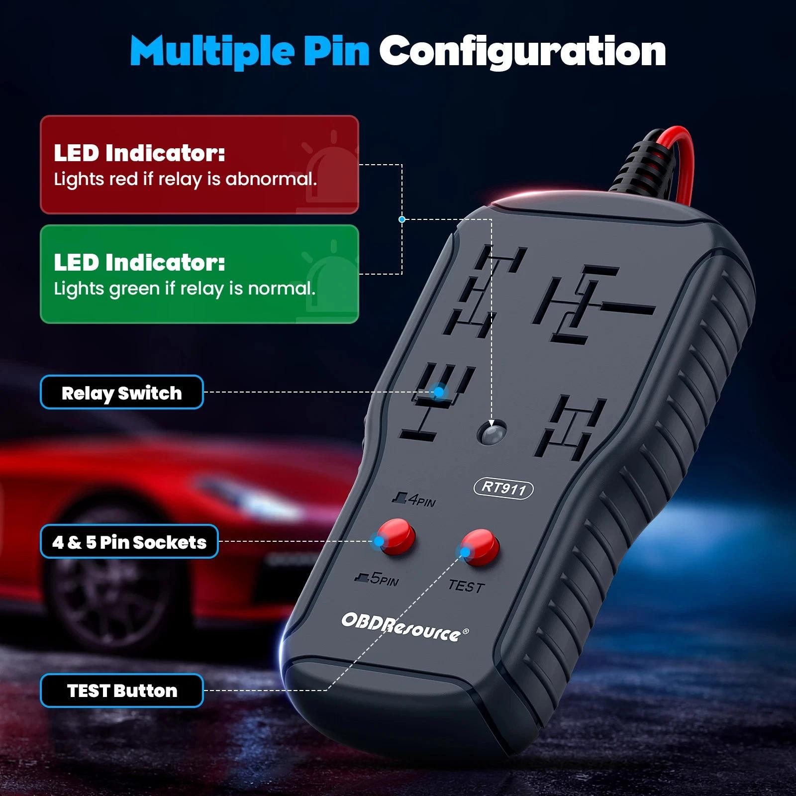 New 12v/24v Automotive Relay Tester 4pin 5pin Super Relay Tester Diagnostic Tool - Image 2