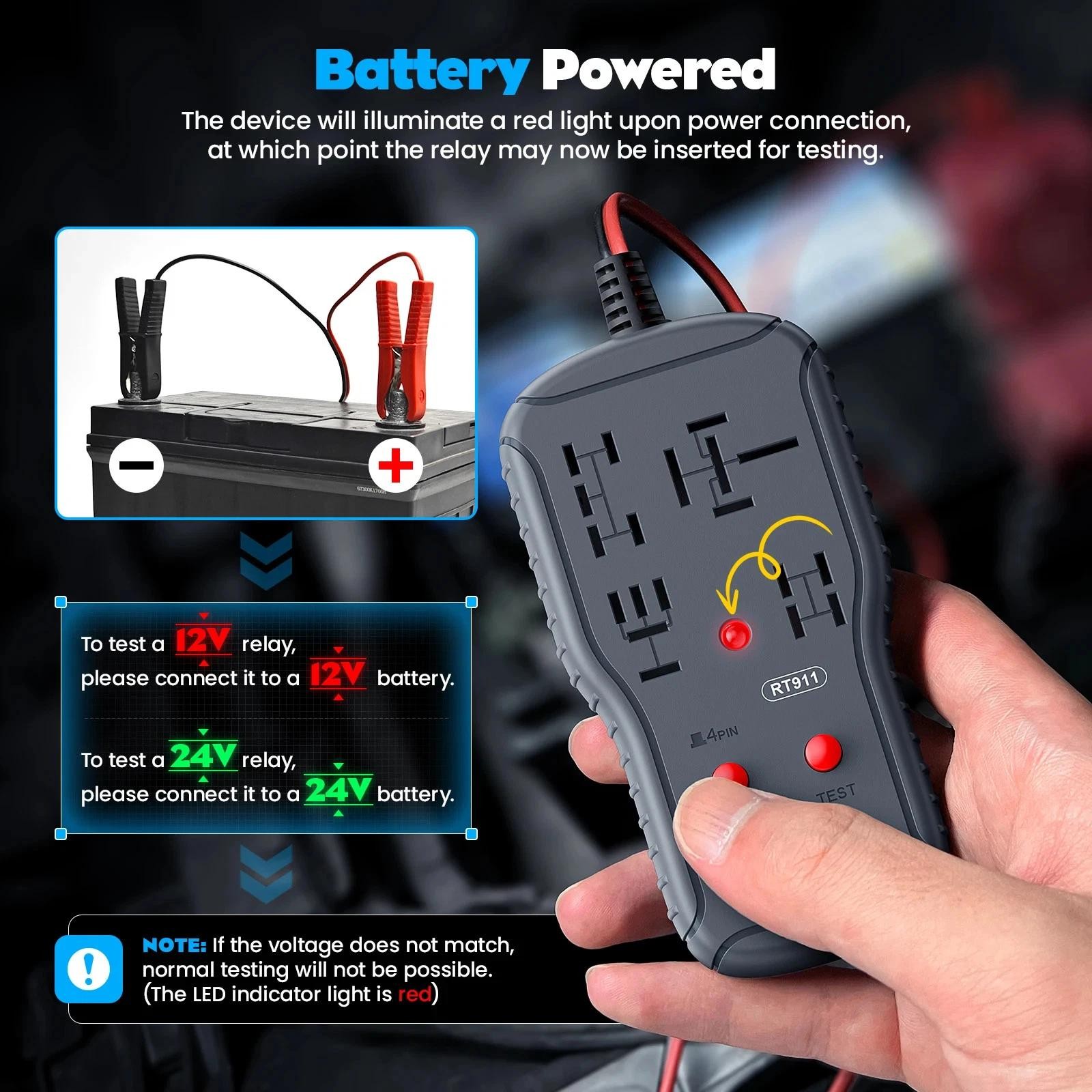 New 12v/24v Automotive Relay Tester 4pin 5pin Super Relay Tester Diagnostic Tool - Image 4