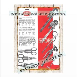 1968 automotive tools snips metal tin sign retro garden house tradesman handyman