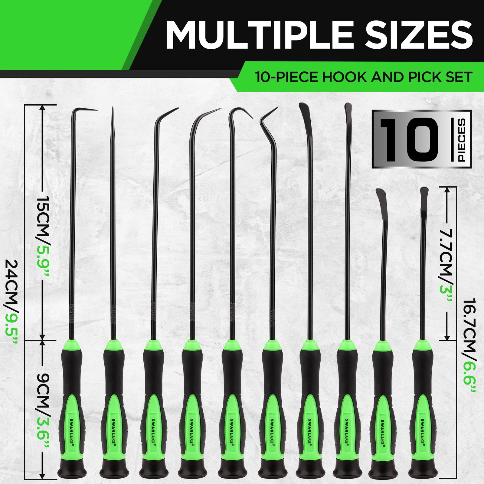 SWANLAKE 10-Pc Hook & Pick Set Automotive Car Oil Seal O-Ring Gasket Removal Too - Image 2