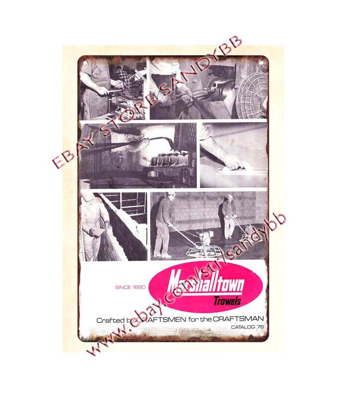 garage art 1976 Marshalltown Trowels tools mechanic automotive metal tin sign