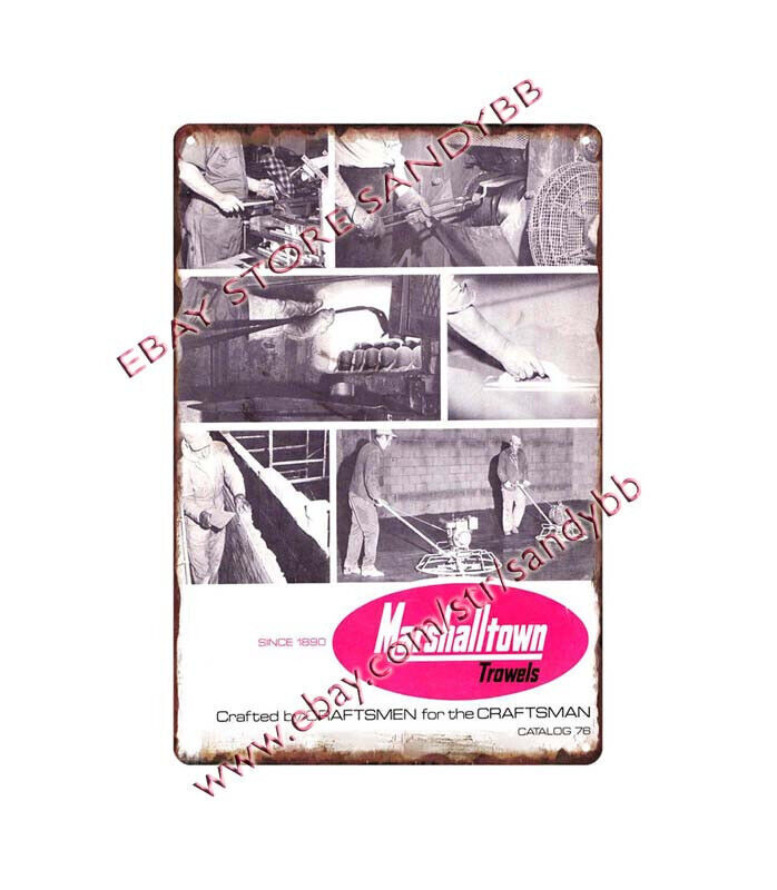garage art 1976 Marshalltown Trowels tools mechanic automotive metal tin sign - Image 2