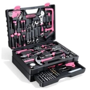Tool Set- 412 Piece Home Repair/Auto Tool Kit, Storage Organizer with Pink