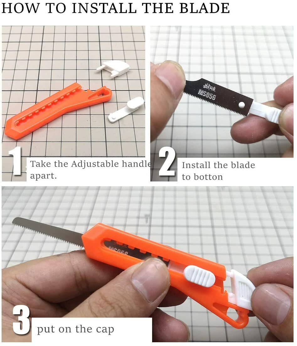 Model Craft Tools Mini Hand Saw Modelling Knife with 2 Pieces Craft Blades MS056 - Image 4