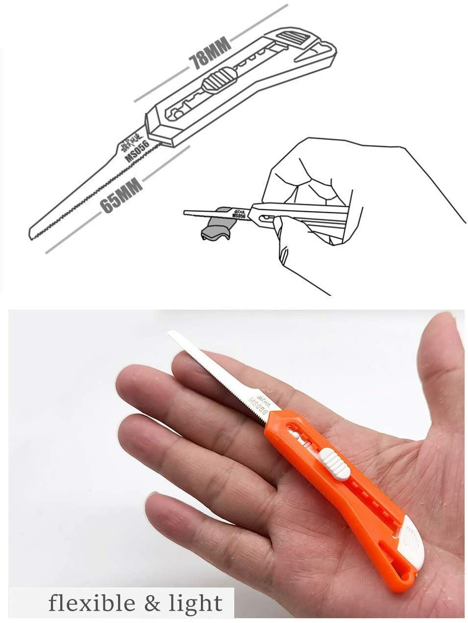 Model Craft Tools Mini Hand Saw Modelling Knife with 2 Pieces Craft Blades MS056 - Image 5