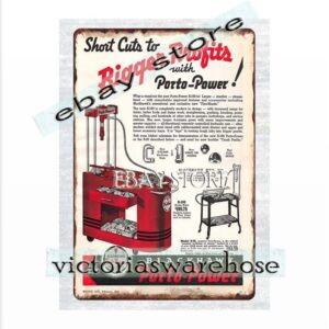 1937 mechanic Porto-Power Automotive tools garage workshop mancave metal tin