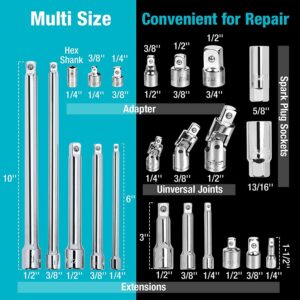 DURATECH Drive Tool Accessory Set/Socket Accessory Kit w/EVA Foam Tool Organizer