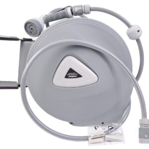 Retractable Garden Water Hose Reel Storage Gun Rewind Wall Mount 32Feet/65Fee...