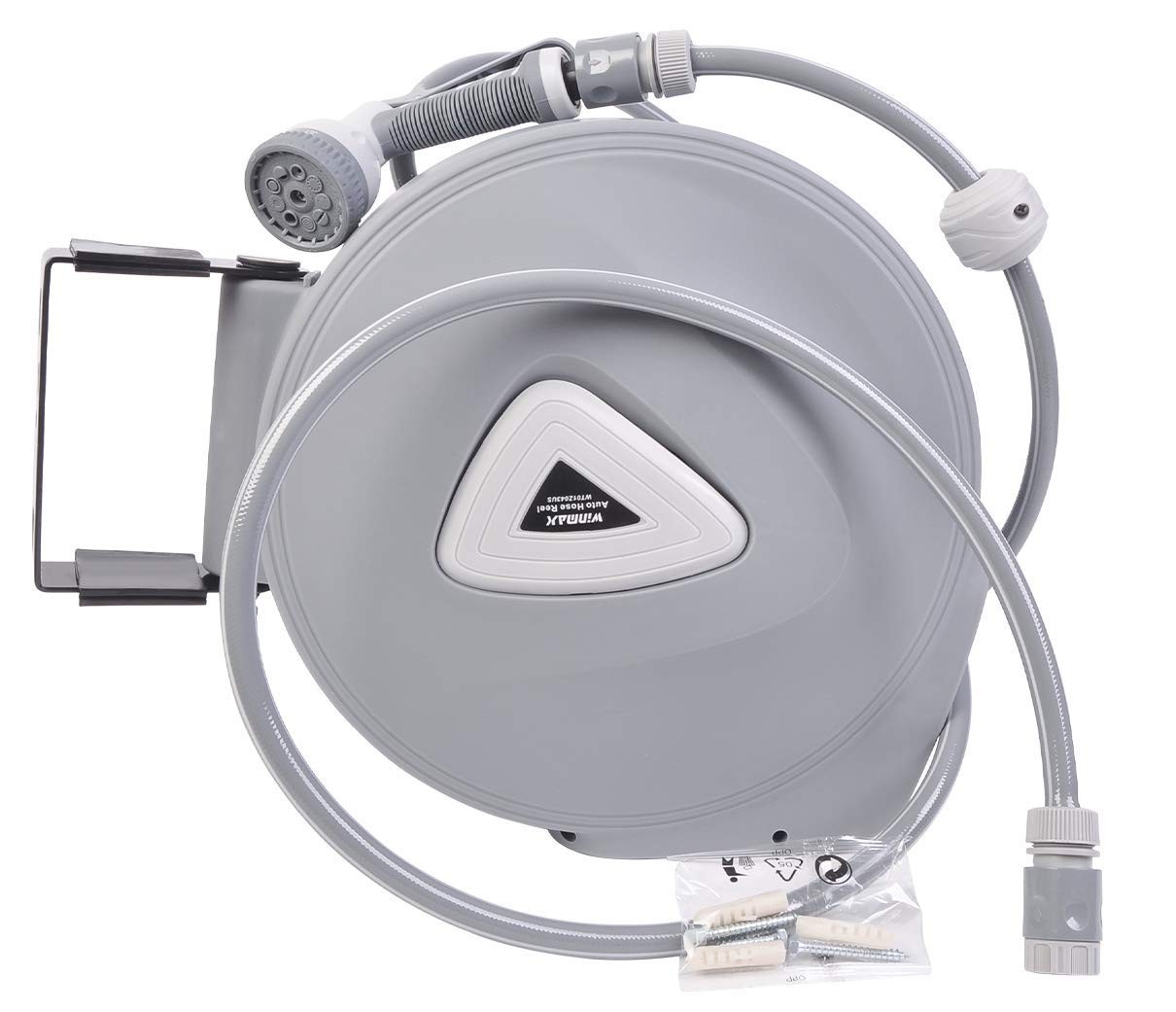 Retractable Garden Water Hose Reel Storage Gun Rewind Wall Mount 32Feet/65Fee...