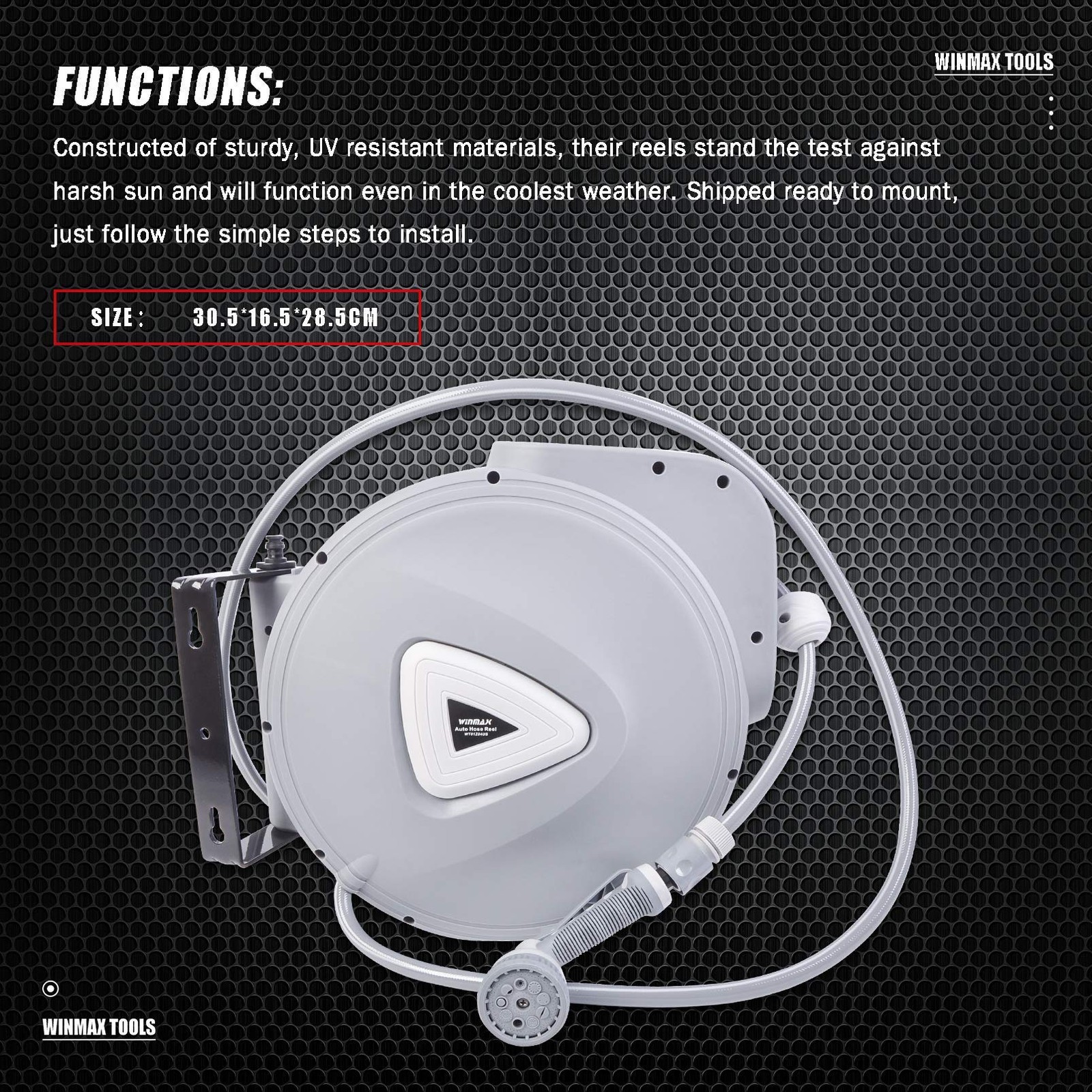 Retractable Garden Water Hose Reel Storage Gun Rewind Wall Mount 32Feet/65Fee... - Image 3