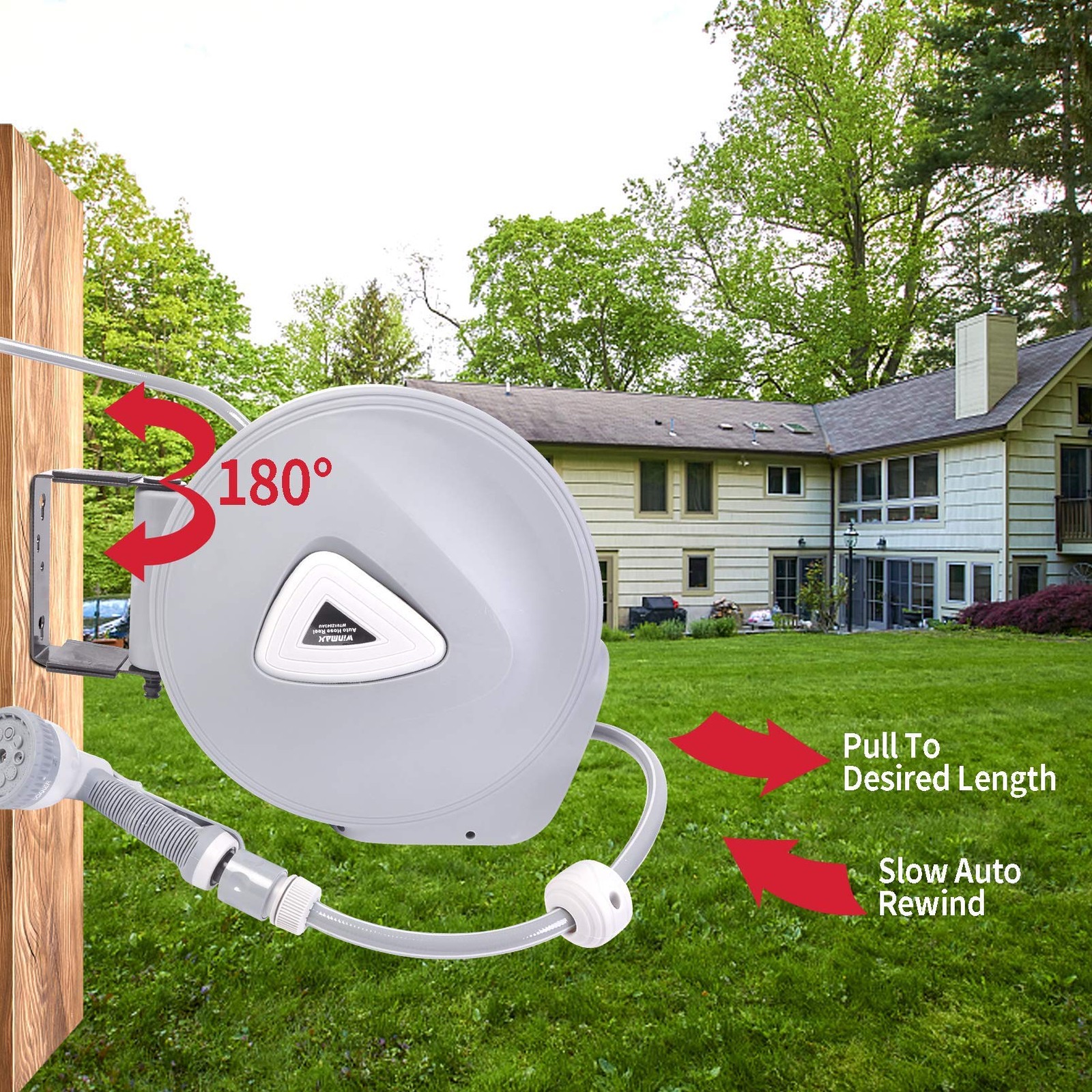 Retractable Garden Water Hose Reel Storage Gun Rewind Wall Mount 32Feet/65Fee... - Image 5