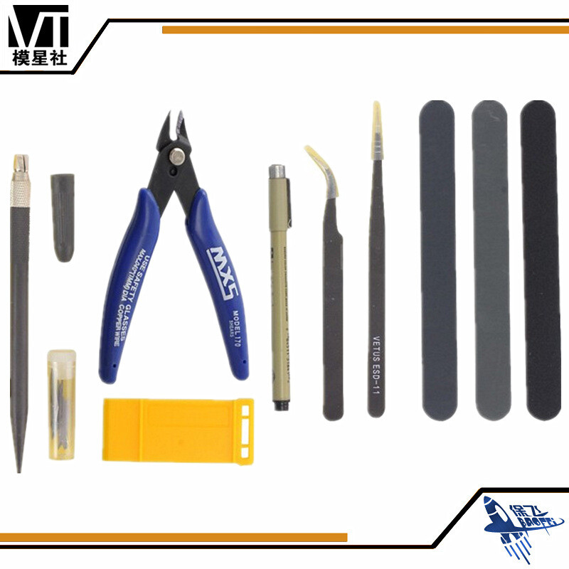 Model Kit Tool Set: Pincer Pliers Nippers Sanding Stick Hobby Knife HG BB Stand