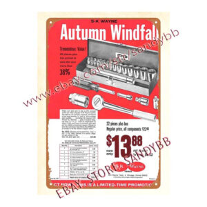 tradesman handyman gift Autumn Windfall tools mechanic automotive metal tin sign