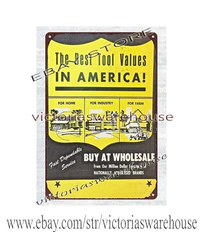 1968 US General Supply Power Tools Hand Tools Automotive Office metal tin sign